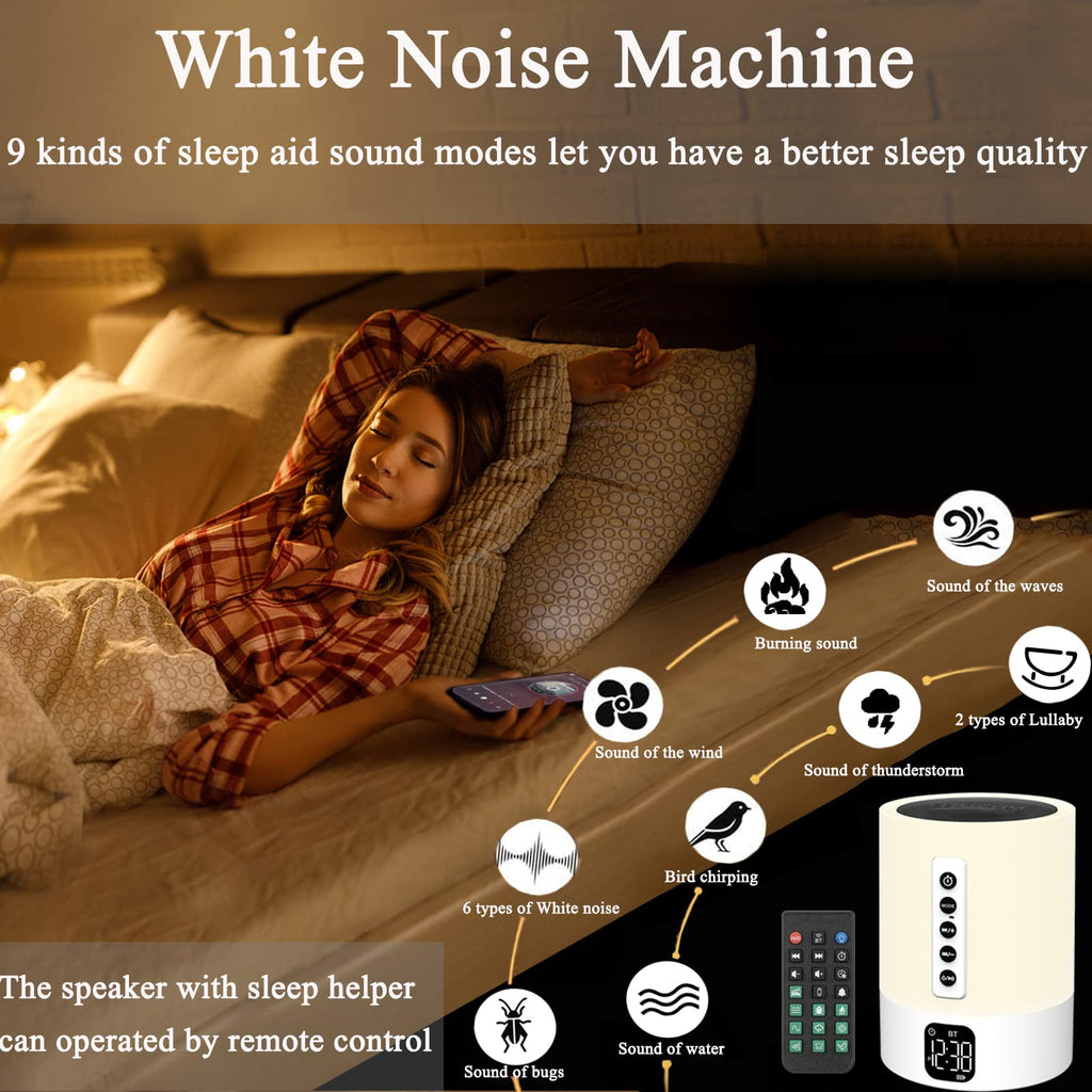 Biseoamz DY29S Bluetooth Speaker White Noise Machine Night Light Alarm Clock Multicolor