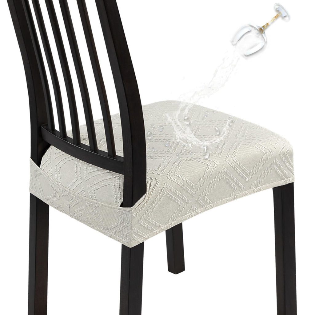 SearchI Waterproof Dining Chair Seat Covers Set of 6, Washable Stretch Seat Covers for Dining Chairs, Rear-Covered Dining Room S