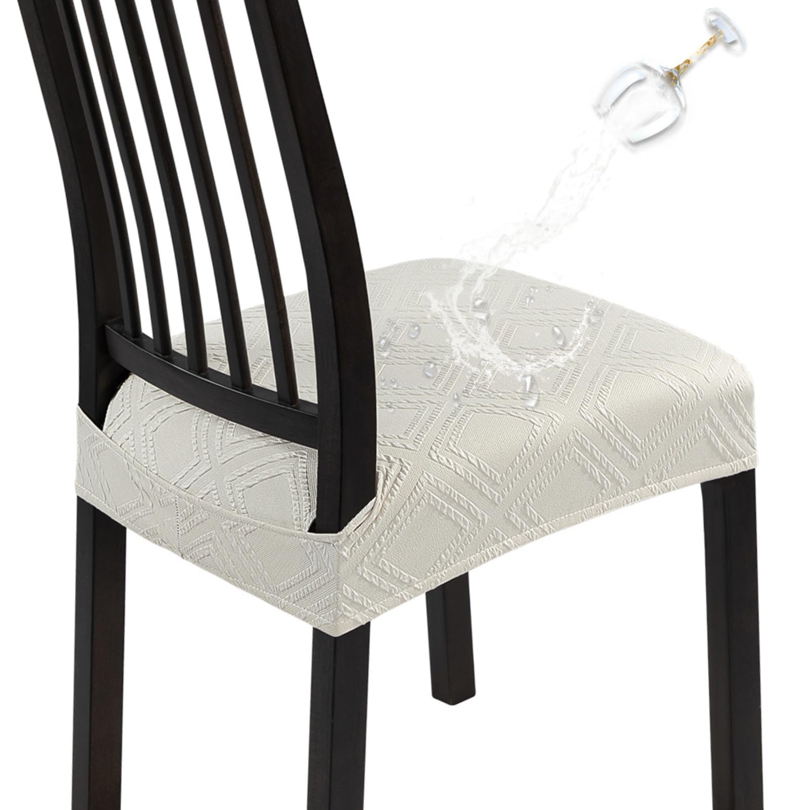SearchI Waterproof Dining Chair Seat Covers Set of 6, Washable Stretch Seat Covers for Dining Chairs, Rear-Covered Dining Room S