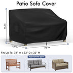 Richwon Outdoor Couch Cover Waterproof, 3-Seater Outdoor Sofa Cover, Patio Furniture Covers With Air Vent And Handles, 78W X 33D
