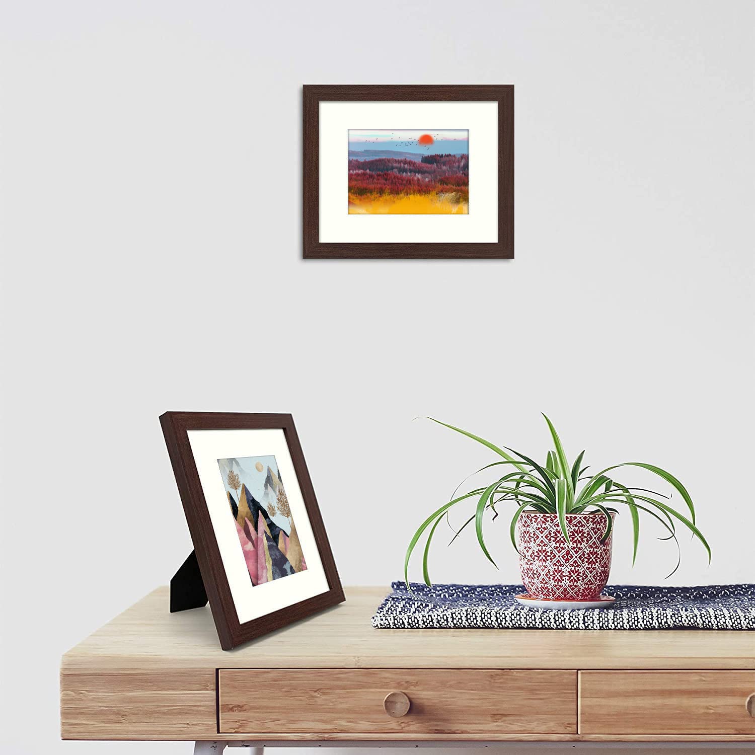 Golden State Art, Picture Frame - 8'' X 10'' Frame For 5'' X 7'' Photo Display, 2 Pack, Brown