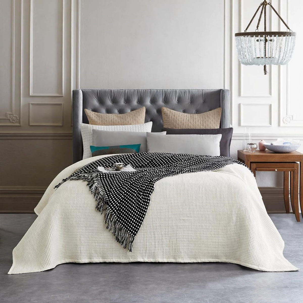 Bright Dcor Waffle Weave Blanket King Size  Lightweight Washed Soft Breathable Blanket for All Season  Perfect Blanket Layer f