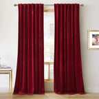 Ryb Home Red Theater Moive Velvet Curtains -Light & Heat Block Back Tabs Window Treatment Energy Efficient Privacy Protection Drapes For Hotel Villa Living Room, Ruby Red, W52 X L120 Inches, 2 Panels