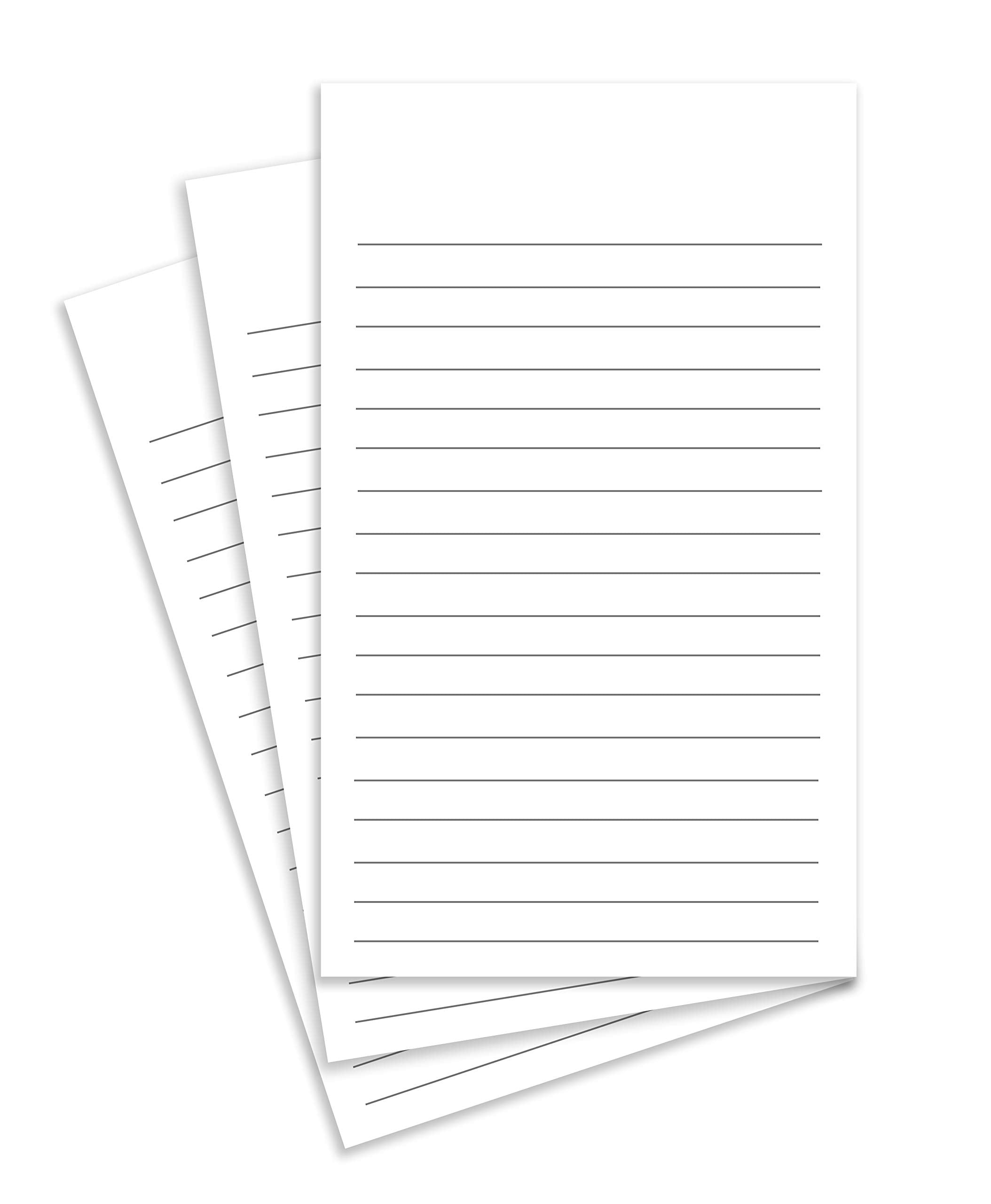 Thick White Note Cards For Notes Or Thoughts, Printed Black Ruled Lines Both Sides - Vertical Ruled Cards '100 Per Pack' (3 X