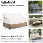 Solotoo Patio Furniture Covers Waterproof 3-Seater Sofa Cover,85 Inshes Outdoor Couch Cover,Patio Loveseat Cover (Beige)