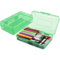 Pencil Box, Large Capacity Clear Pencil Case, 1 Pack Hard Pencil Case, Clear Crayon Box With Snap-Tight Lid Stackable Design, Pl