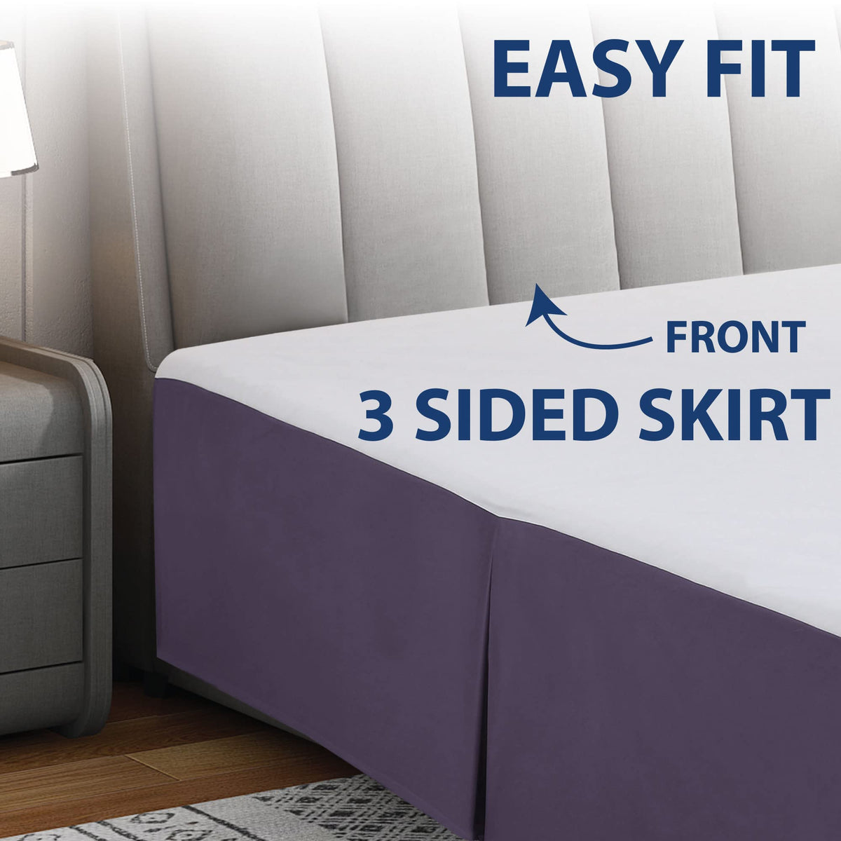 Cathay Home Twin Bed Skirt: Ultra Soft, Double Brushed, Wrinkle Resistant Microfiber Pleated Easy Fit Basic Bed Skirt - Eggplant, Twin