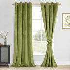DWCN Velvet Curtains 108 Inches - Elegant Super Soft Tieable Window Curtains Panels Blackout Grommet Design Thick Fabric Window 