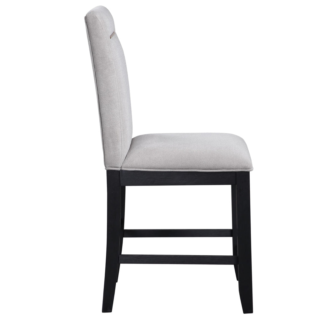 Steve Silver Furniture Yves 7PC Counter Table Set, 64-78" Table w/ 6 Yves Counter Chairs, Storage Pedestal Base, 3 Shelves, Dining Room, 64" L x 42" W x 36" H, Black, Gray
