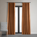 Hpd Half Price Drapes Signature Velvet Thermal Blackout Curtains For Living Room 84 Inch Long (1 Panel) Rod Pocket Insulated Blackout Curtains For Bedroom Window Curtains, 50W X 84L, Burnt Pumpkin