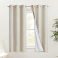 Nicetown Natural Thick Linen Blend 100% Blackout Curtains 60' Long 2 Panels Set For Bedroom, 34' Wide, Rustic Grommet Thermal
