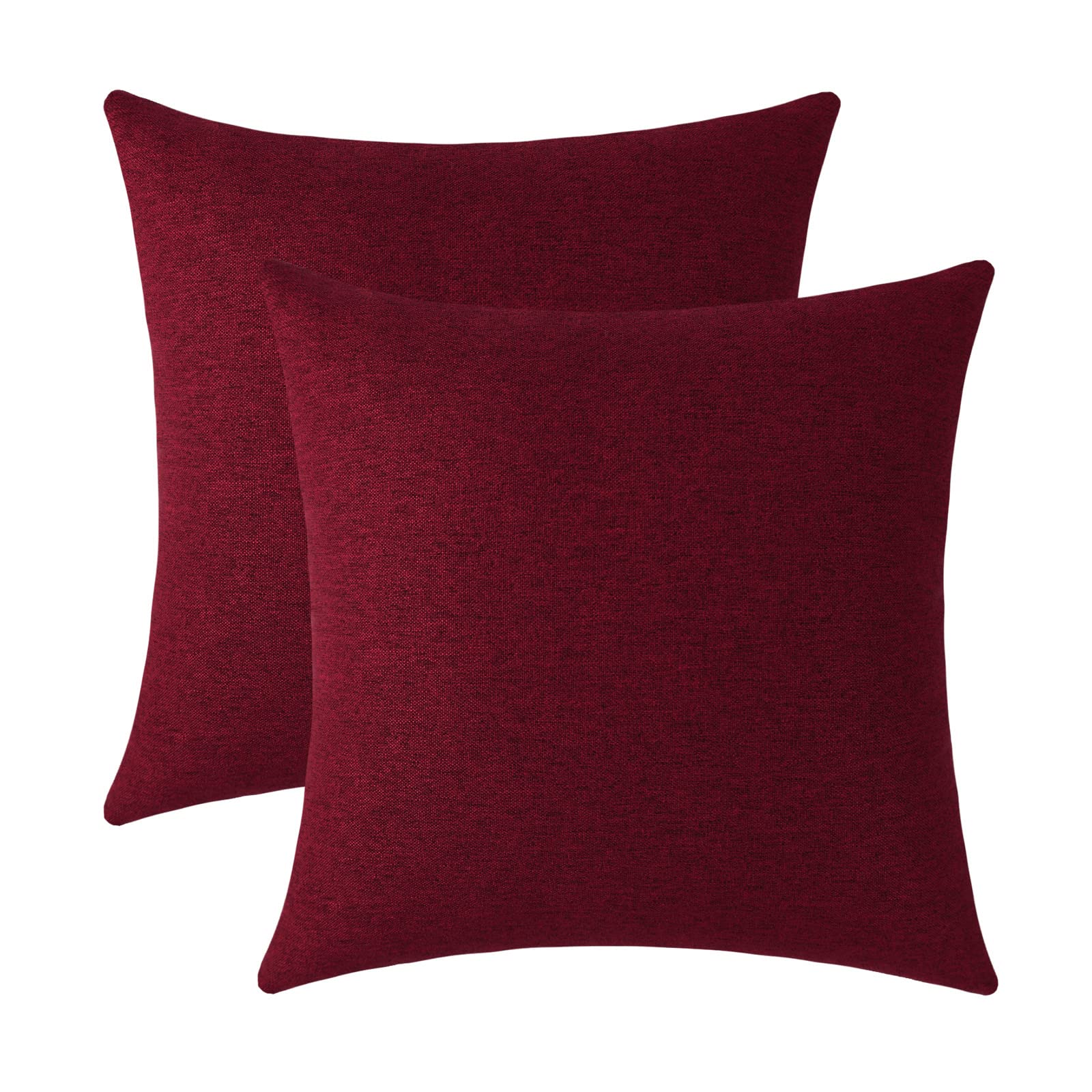 Jeneoo Decorative Burgundy Red Throw Pillow Covers Rustic Farmhouse Square Linen Burlap Soft Comfy Solid Cushion Couch Cases For