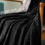 Exclusivo Mezcla Black Fleece Queen Size Blanket For Bed, 90X90 Inches Soft Cozy 3D Decorative Jacquard Flannel Blankets, Lightw