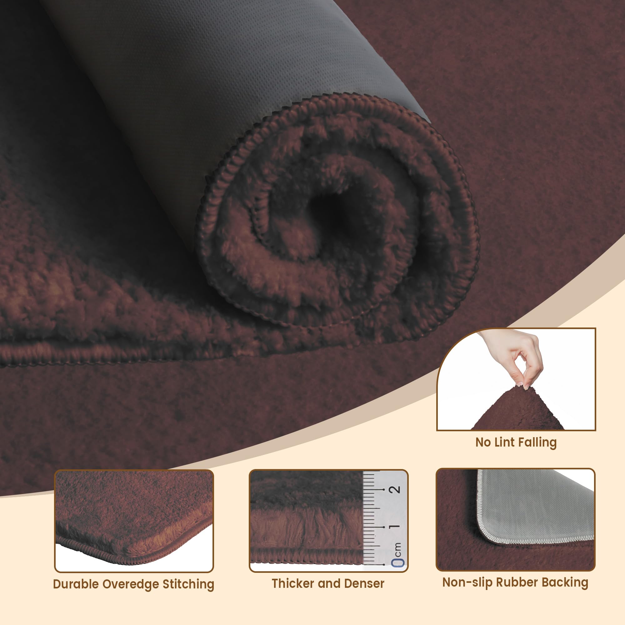 Techmilly Fluffy Bathroom Rug Mat 32X20, Absorbent Thick Non Slip Microfiber Mats, Quick Dry Machine Washable Bath Rug For Bathr