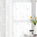 Homeideas White Sheer Curtains 63 Inch Length 2 Panels White Embroidered Floral Sheer Pattern Curtains Semi Sheer Window Curtain