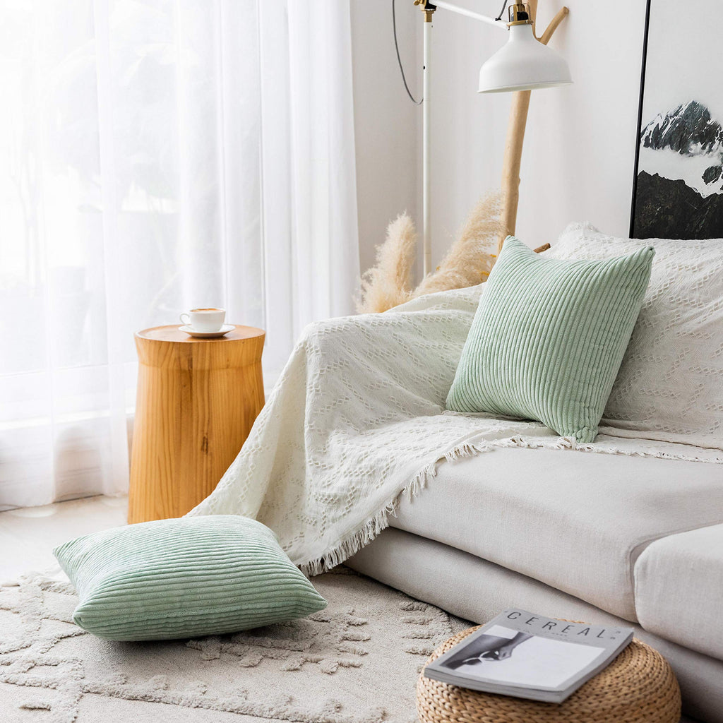 Home Brilliant Decorative Pillow Covers For Couch Set Of 2 Throw Pillow Covers Sofa Bench Sage Green, 40Cm, 16 X 16 Inch, Mint