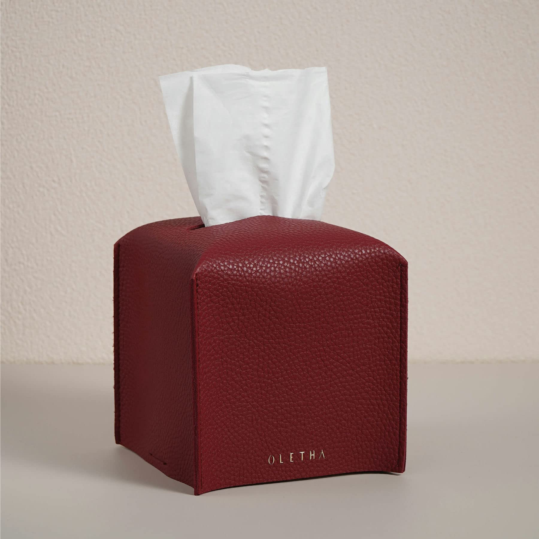 OLETHA Square Tissue Box Cover - Christmas Decorations Indoor Desk Decor for Room, Home & Office - Tissues Cube Boxes Holder - R