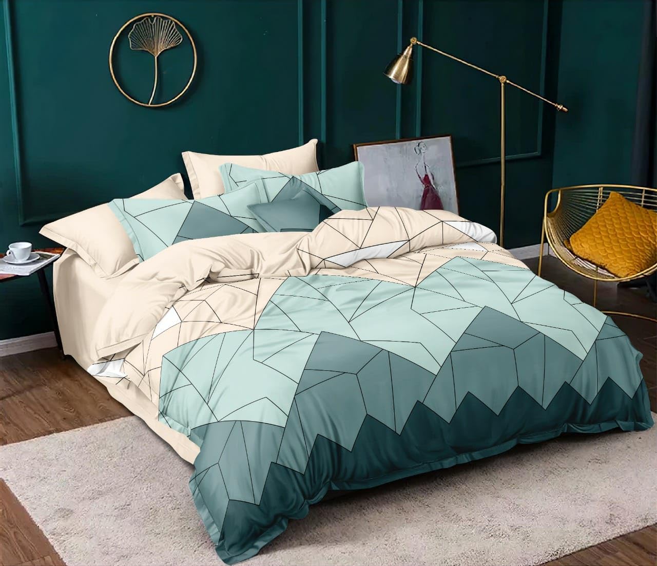 Linemates Glace Cotton Double Bed Comforter; 1 Fitted Bedsheet (72X78X8 Inch) With 2 Pillow Covers; Size Double Bed, Fitted Beds