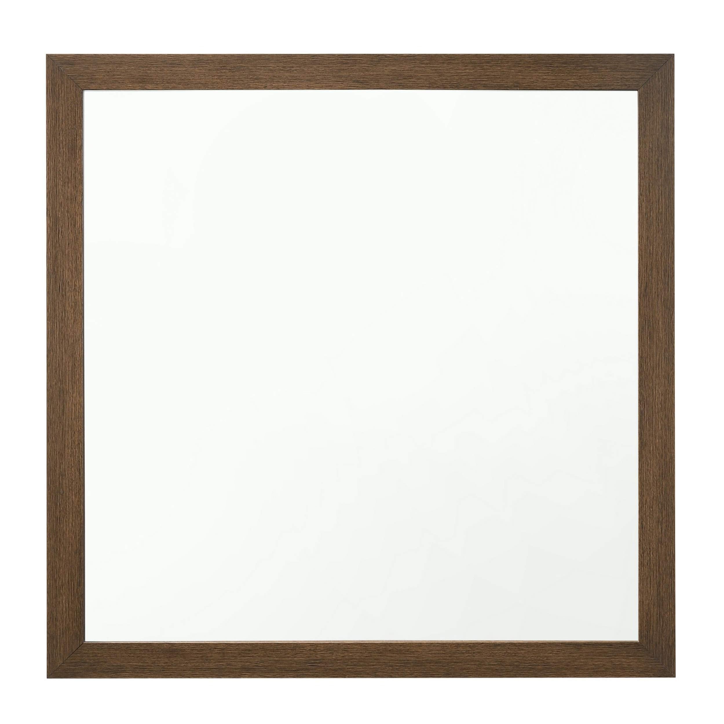 Benjara Transitional Style Wooden Frame Mirror with Grain Details, Brown