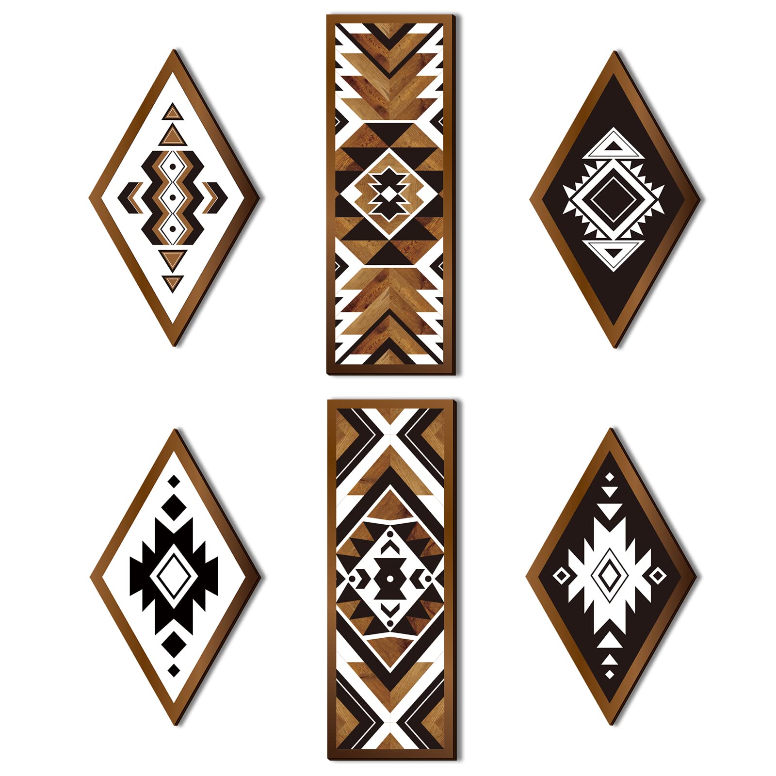 Tatuo 6 Pcs Farmhouse Southwest Home Wall Decor Frame Wall Hanging Boho Modern Abstract Art Prints Wooden Decorations for Bedroo