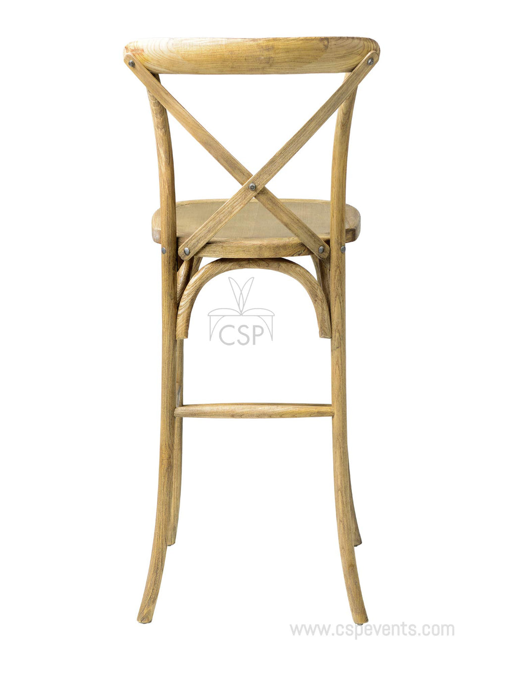 Commercial Seating Products Rustic Tinted Raw Crossback Bar Stool Chairs