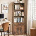 About Space 6 Ft Book Shelf  Wooden Book Rack With 3 Open Shelves, 1 Lockable Drawer & 1 Closed Cabinet With Magnetic Door, Eas