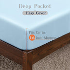Bamboo Viscose Fitted Sheet 1 Pack Twin-Xl/Split King Size Only,400 Thread Count,8-16'' Deep Pocket,Bottom Sheet Colorfast Soft