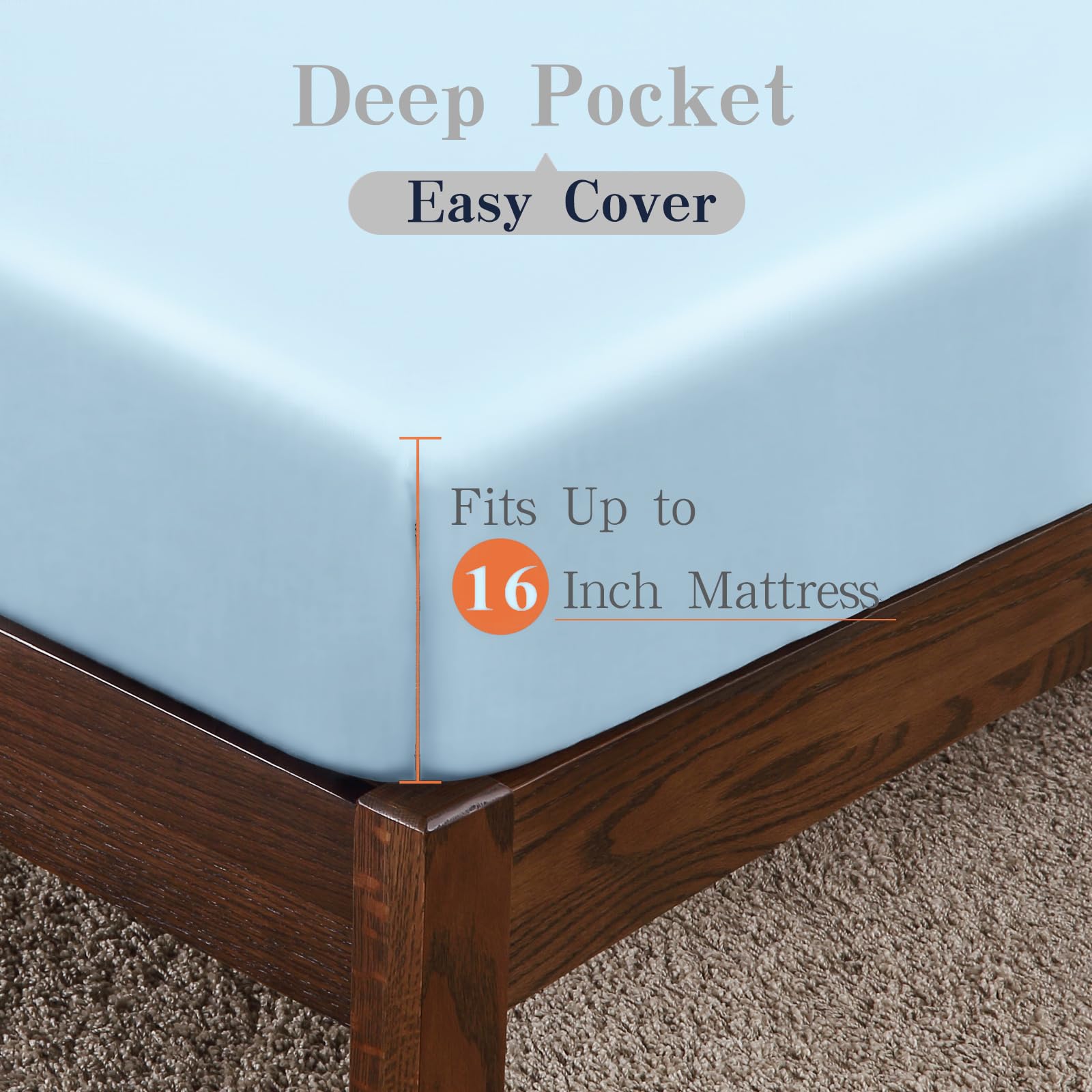 Bamboo Viscose Fitted Sheet 1 Pack Twin-Xl/Split King Size Only,400 Thread Count,8-16'' Deep Pocket,Bottom Sheet Colorfast Soft