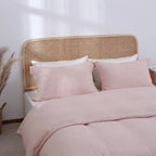 Simple&Opulence 100% Linen Duvet Cover Set, 3 Pcs Pure Natural French Flax Blush Pink Duvet Cover King Size, Breathable Soft Com