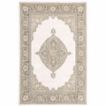 HomeRoots 510141 10 x 13 ft. Beige Ivory Tan Gold Gray & Green Oriental Power Loom Stain Resistant Rectangle Area Rug