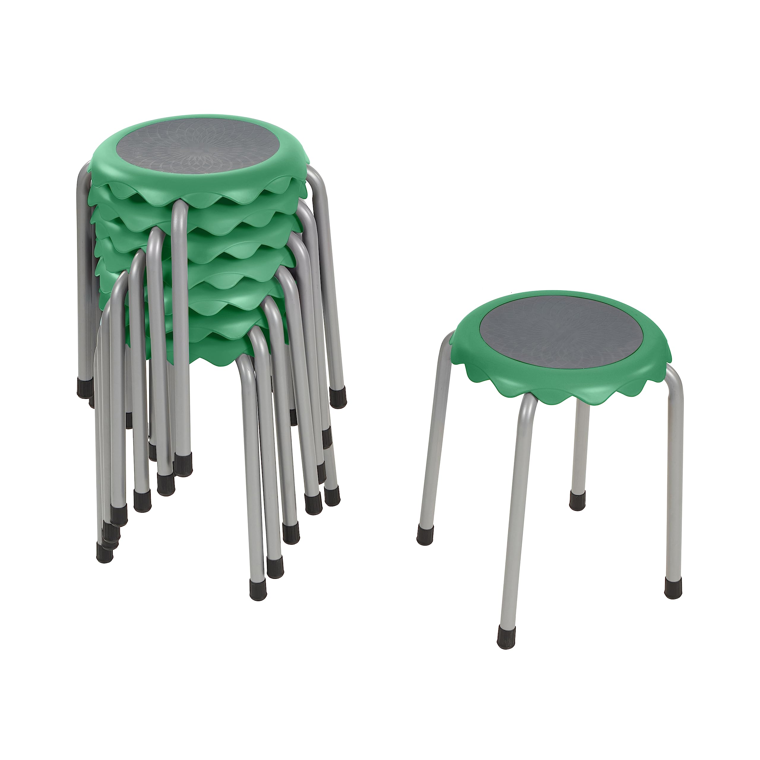 ECR4Kids Daisy Stackable Stool Set, Flexible Seating, Emerald, 8-Piece