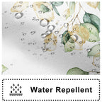 Ruelvth Sage Green Eucalyptus Shower Curtain, Green And Gold Leaves Shower Curtain For Bathroom Waterproof Fabric Spring Botanic