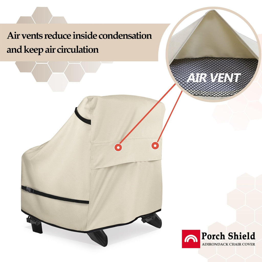 Porch Shield Waterproof Patio Adirondack Chair Cover 2 Pack Fits Outdoor Chairs 32W X 34D X 36H Inch, Beige