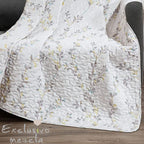 Exclusivo Mezcla Microfiber Flower Pattern Quilted Throw Blanket For Bed/Couch/Sofa, Soft And Lightweight (50''X 60'', White)