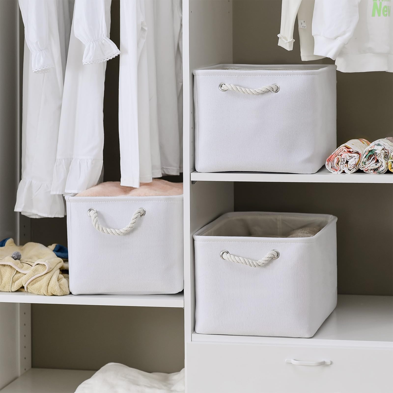 Thewarmhome Storage Basket For Shelves - 15.8X11.8X11.8 Inch 3 Pack Fabric Storage Cubes, Collapsible Storage Bin For Organizing