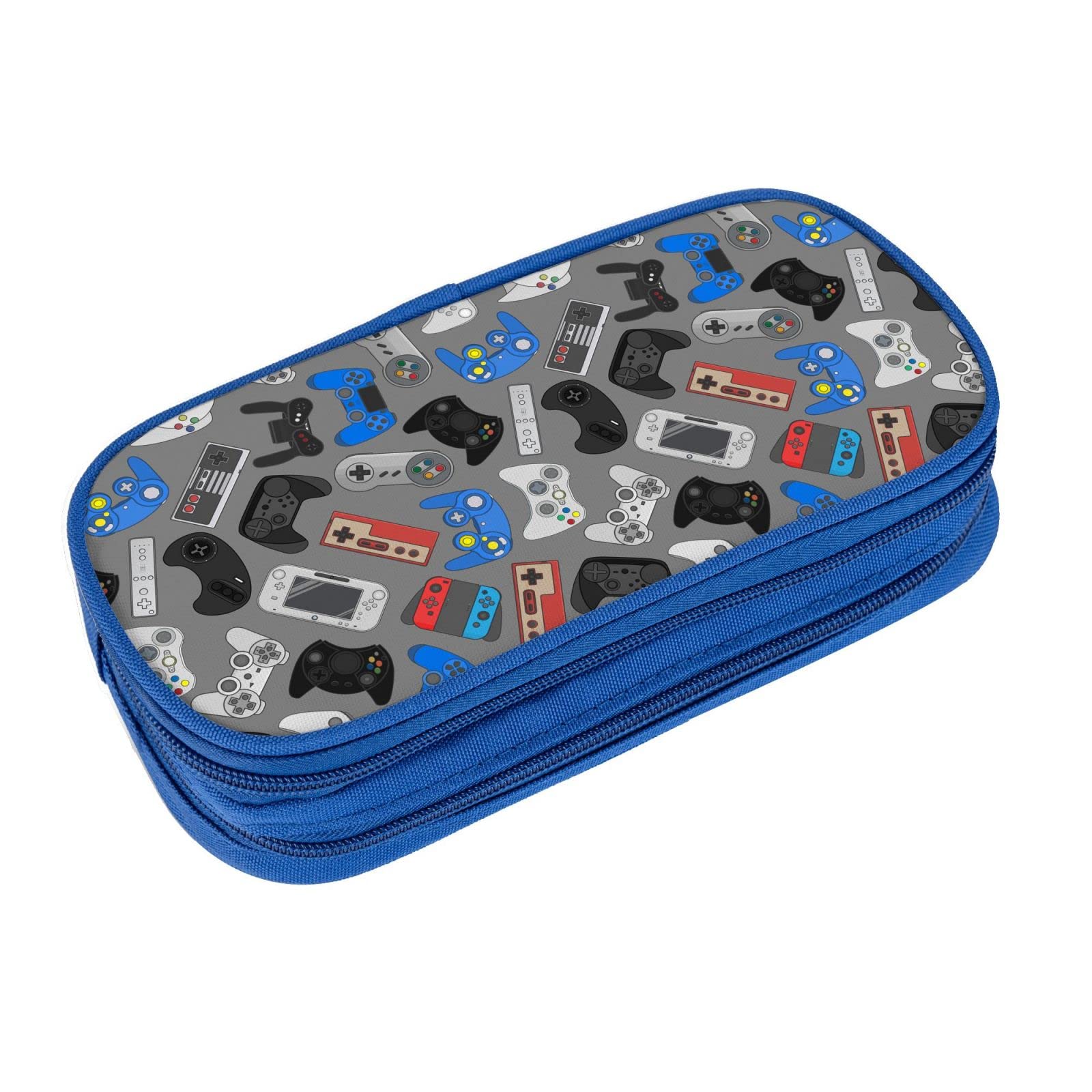 Perinsto Video Game Controller Background Pencil Case Big Capacity Multi Compartment Stationery Box Pencil Pouch Holder Desk Org