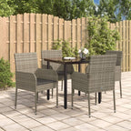 vidaXL 3-Piece Outdoor Patio Dining Set - Weather-Resistant Poly Rattan Garden Furniture Set with Cushions - Black and Gray