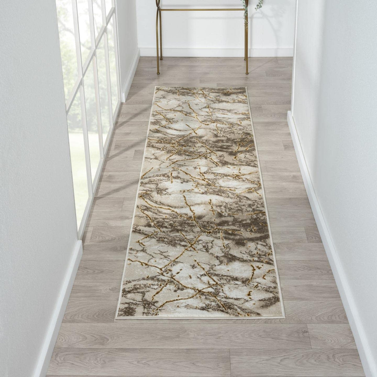 LUXE WEAVERS Marble Abstract Beige 2x7 Area Rug