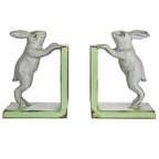 Creative Co-Op 2-Tone Cast Metal Rabbit Bookends, Set of 2, Green and Grey, Model DF7311
