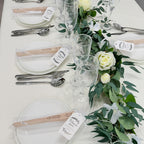 Sl Crafts 50 Sets Wooden Hand Fan Wooden Handheld Folding Fan Wedding Party Favors Wood Fan With Organza Bags And Thank You Tag