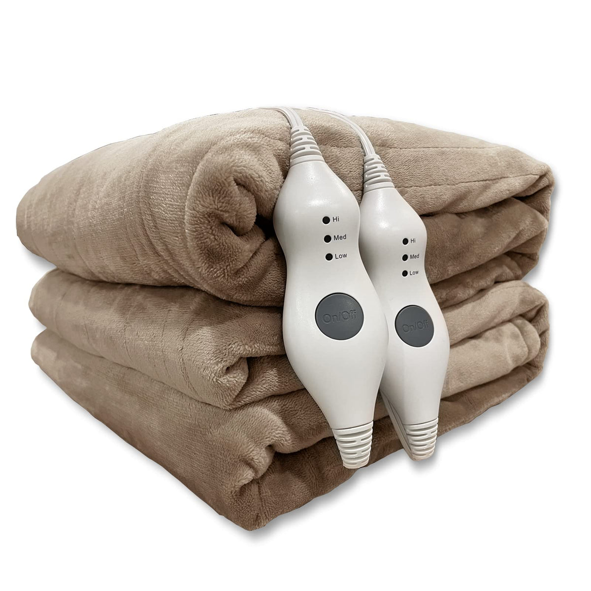 Tefici Electric Heated Blanket Queen Size, Dual Control Super Cozy Soft 2-Layer Flannel 84' X90' Heating Blanket With 3 Heat L