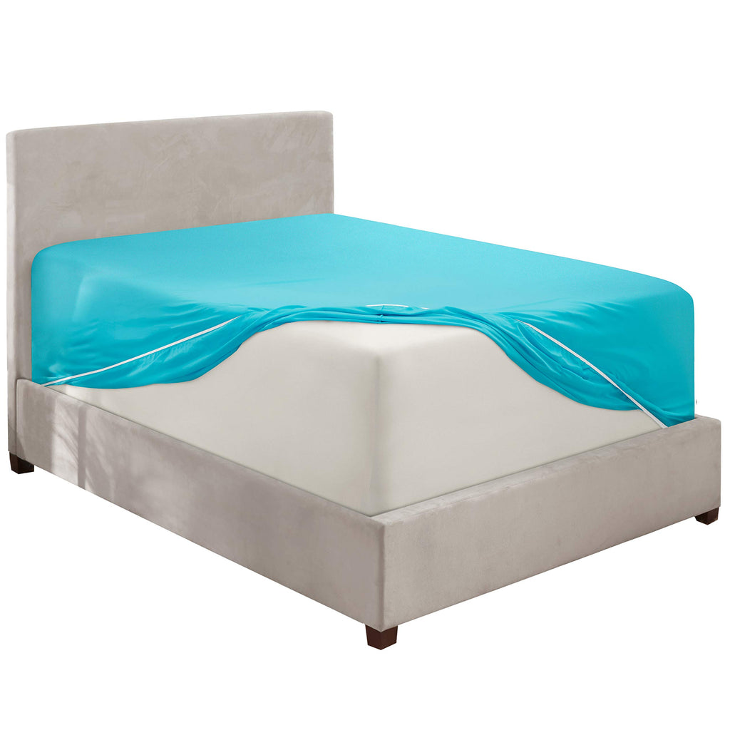Nestl Beach Blue Twin Xl Fitted Sheet Only, Extra Deep Pocket Fitted Bed Sheet, 1800 Microfiber Xl Twin Fitted Sheet, Ultra Soft Fitted Sheet Twin Xl Fits Up To 24 Inch Mattress