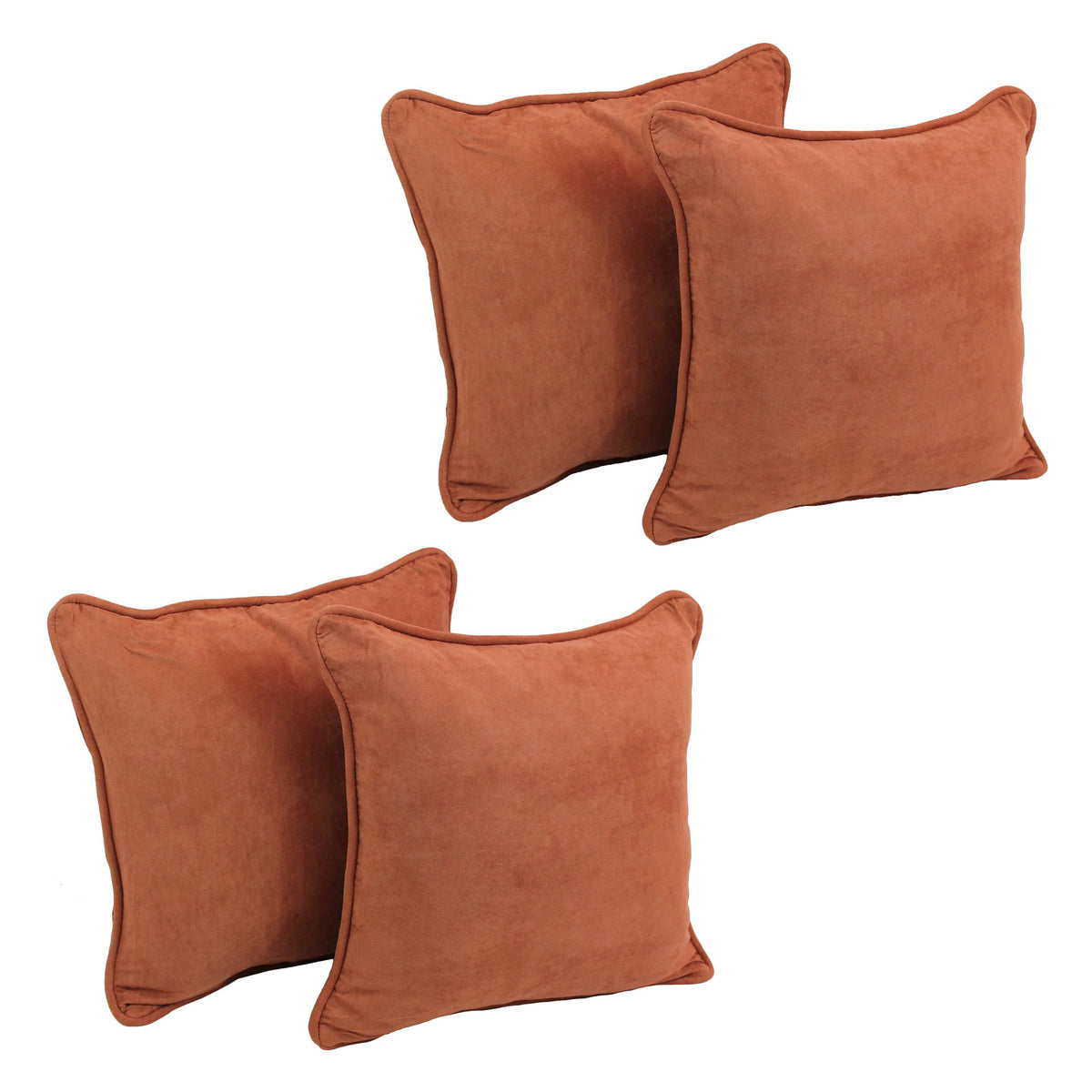 Blazing Needles Corded Microsuede Throw Pillow, 18 x 18, Spice 4 Count