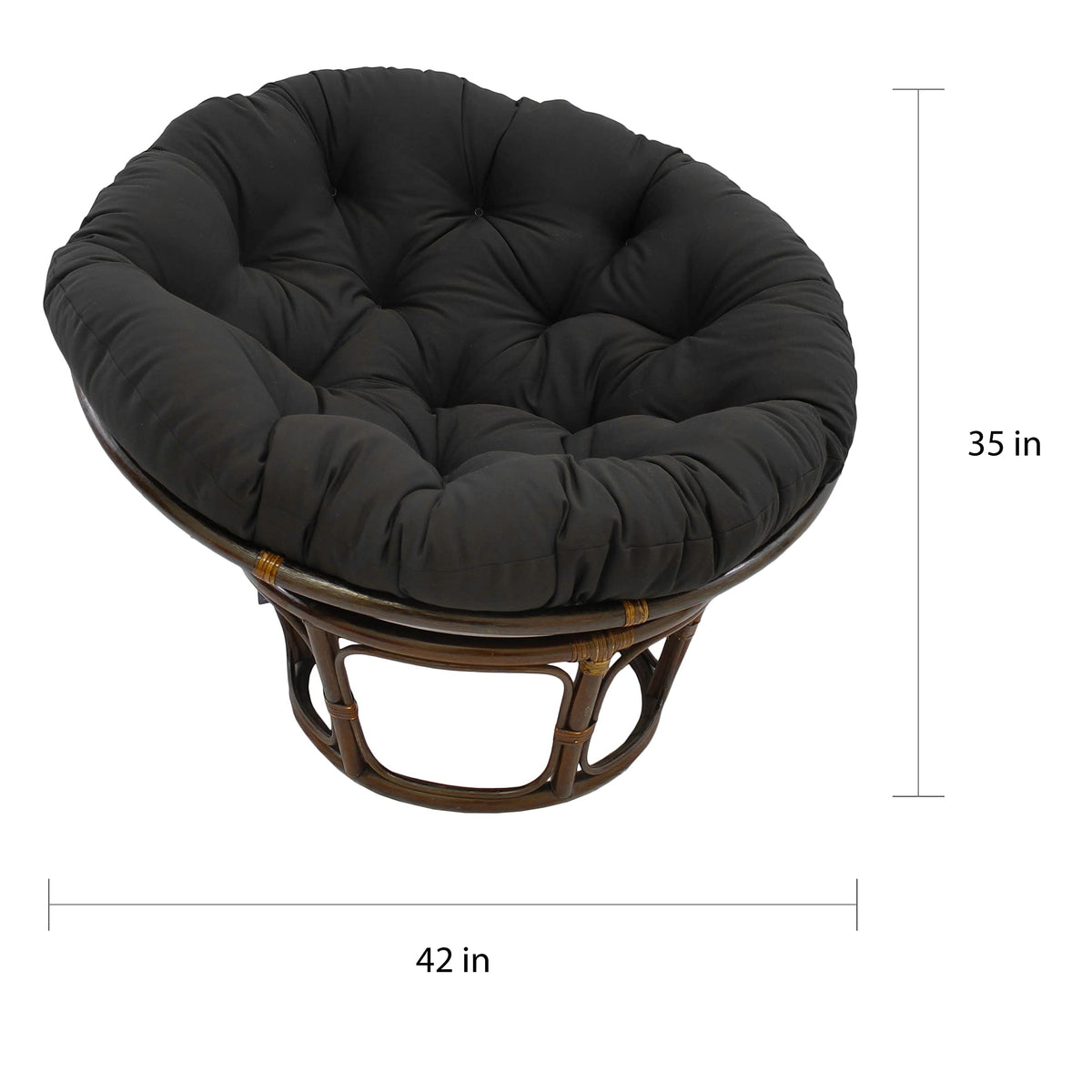 International Caravan Furniture Piece 42-Inch Rattan Papasan Chair with Solid Twill Cushion