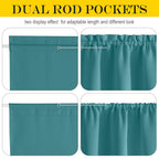 Nicetown French Door Blackout Curtain For Kitchen Thermal Insulated Drapes Temporary Window Treatment Covering For Glass Door Rod Pocket With Tieback, 25' X 80', Sea Teal, 1 Panel