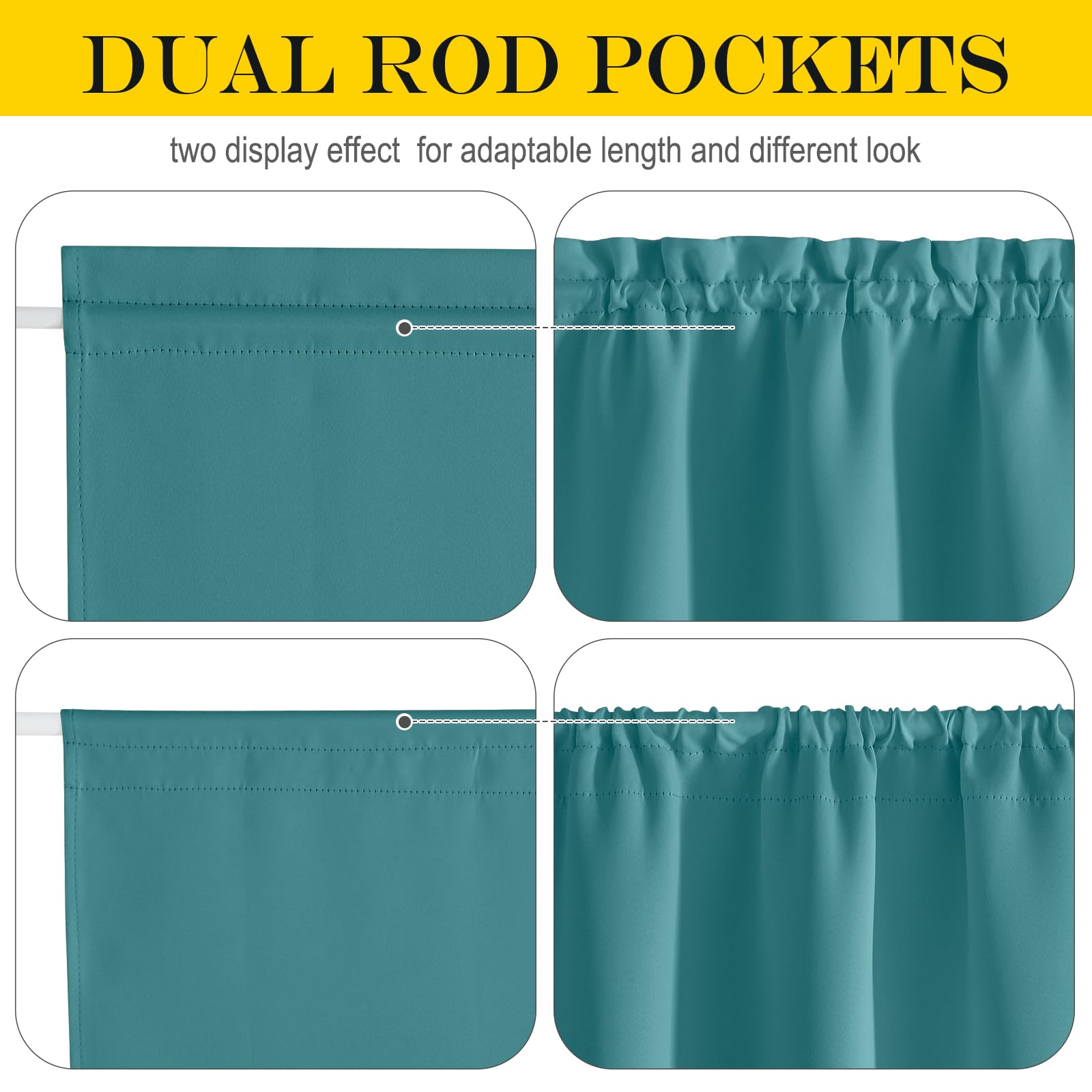Nicetown French Door Blackout Curtain For Kitchen Thermal Insulated Drapes Temporary Window Treatment Covering For Glass Door Rod Pocket With Tieback, 25' X 80', Sea Teal, 1 Panel