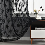 Kotile Black Lace Curtains 80 Inches Long 2 Panels Set, Farmhouse Rustic Floral Gothic Lace Curtains For Living Room, Rod Pocket