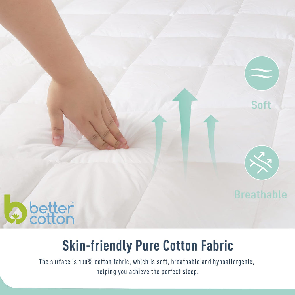 Homtec King Mattress Pad Cotton Mattress Pad Cover Quilted Mattress Cover 18-22'' Deep Pocket Mattress Protector King Size Thin
