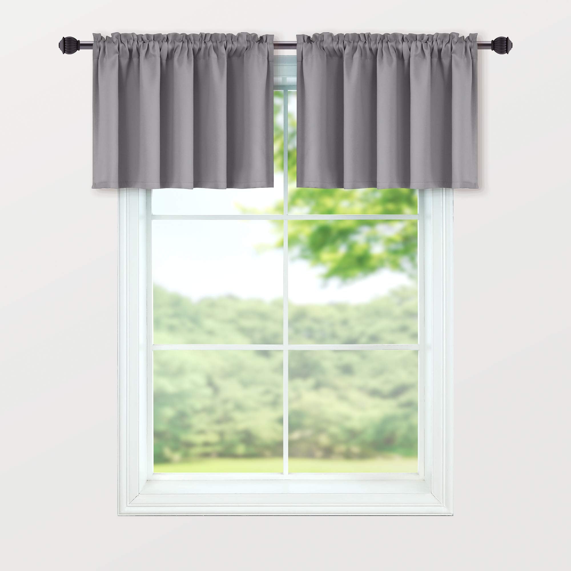 Mrs.Naturall Grey Valance Curtains For Windows 36X16 Inch Length