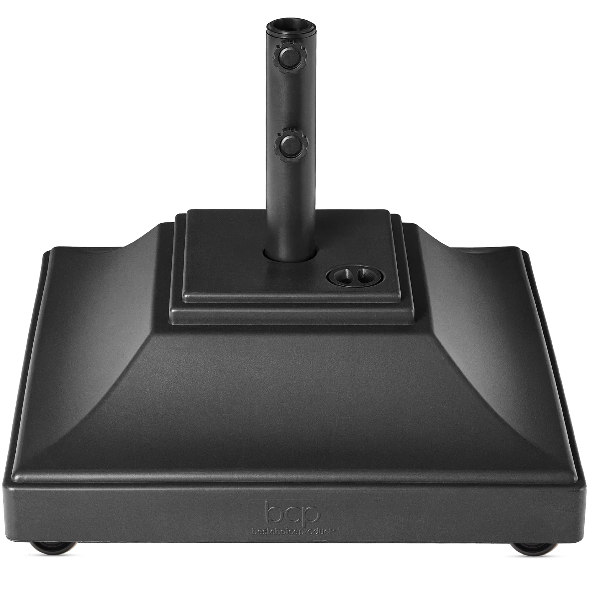 Best Choice Products Fillable Mobile Umbrella Base, Heavy Duty Base, Square Tiered Market Stand For Patio, Deck, Outdoor W/ 4 Wheels, 2 Locks, 2 Knobs, 120Lb Capacity - Black
